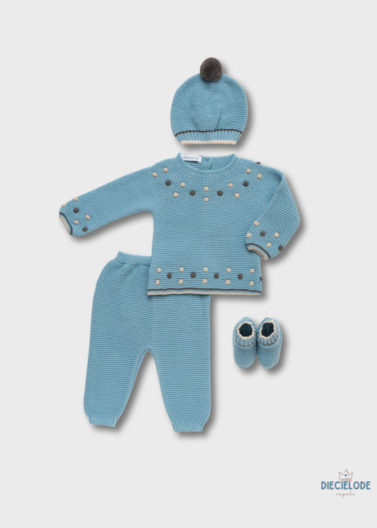 completino neonato tricot +cuffietta e babbucce
