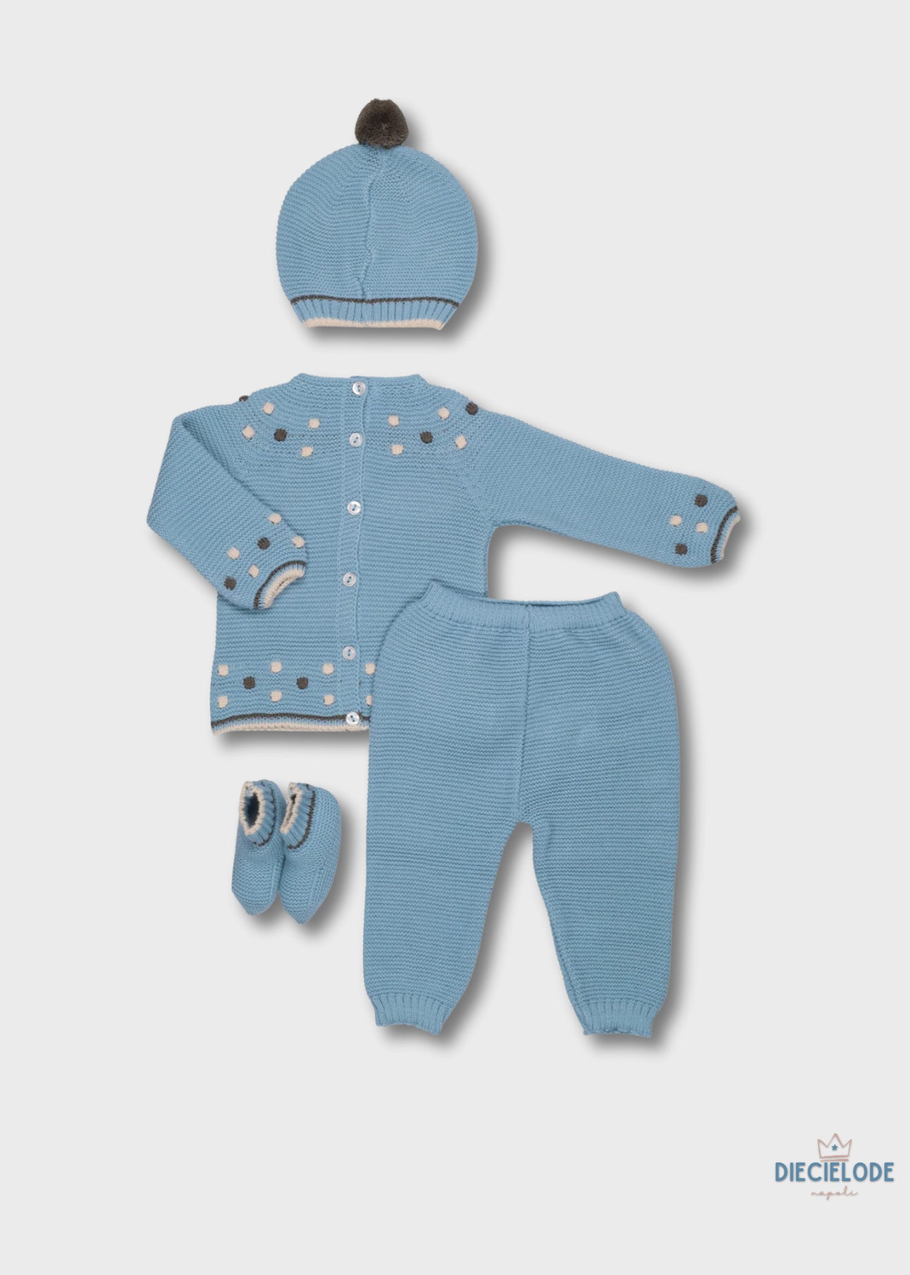 completino neonato tricot +cuffietta e babbucce