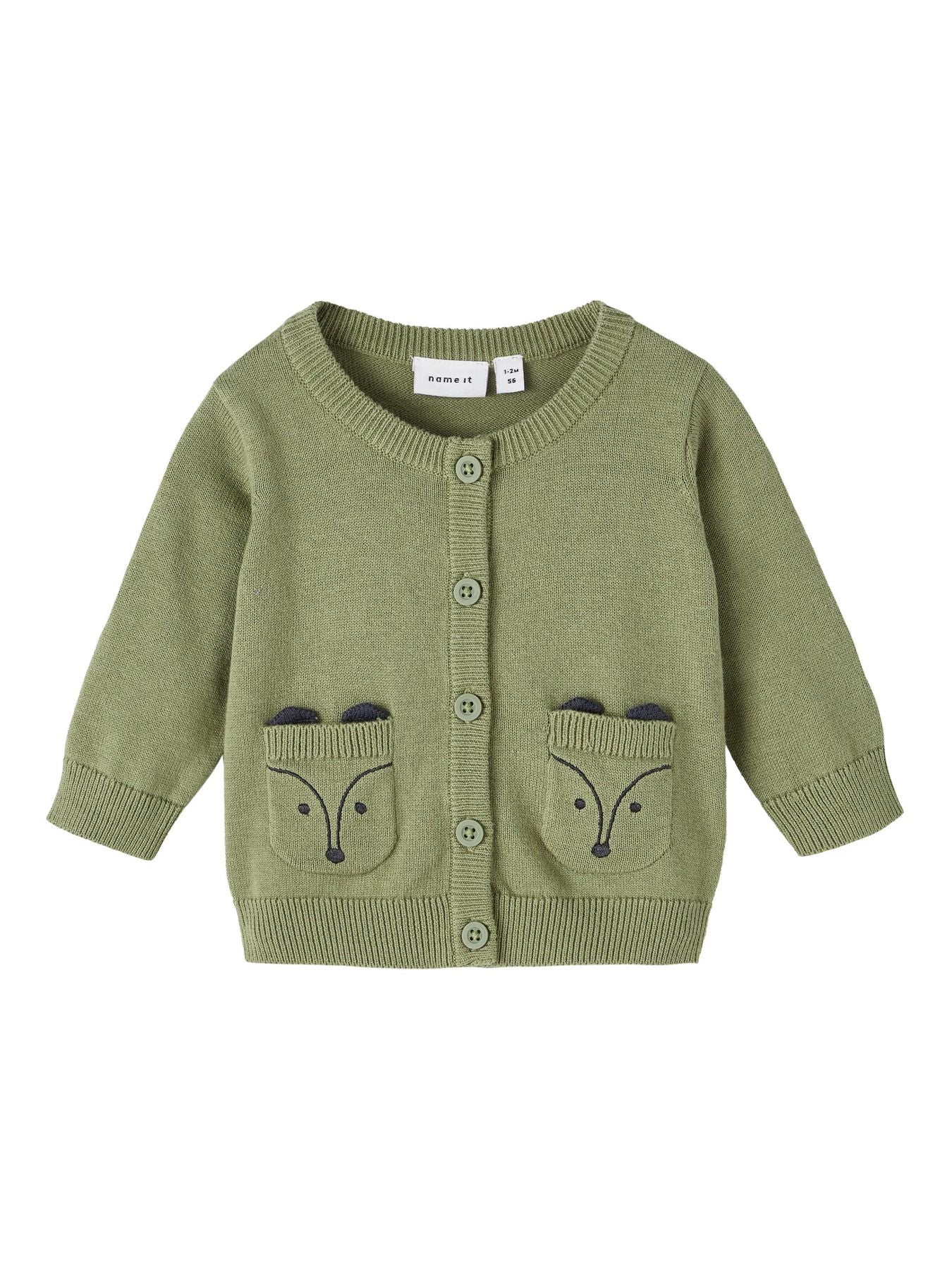 Cardigan con taschini ricamati