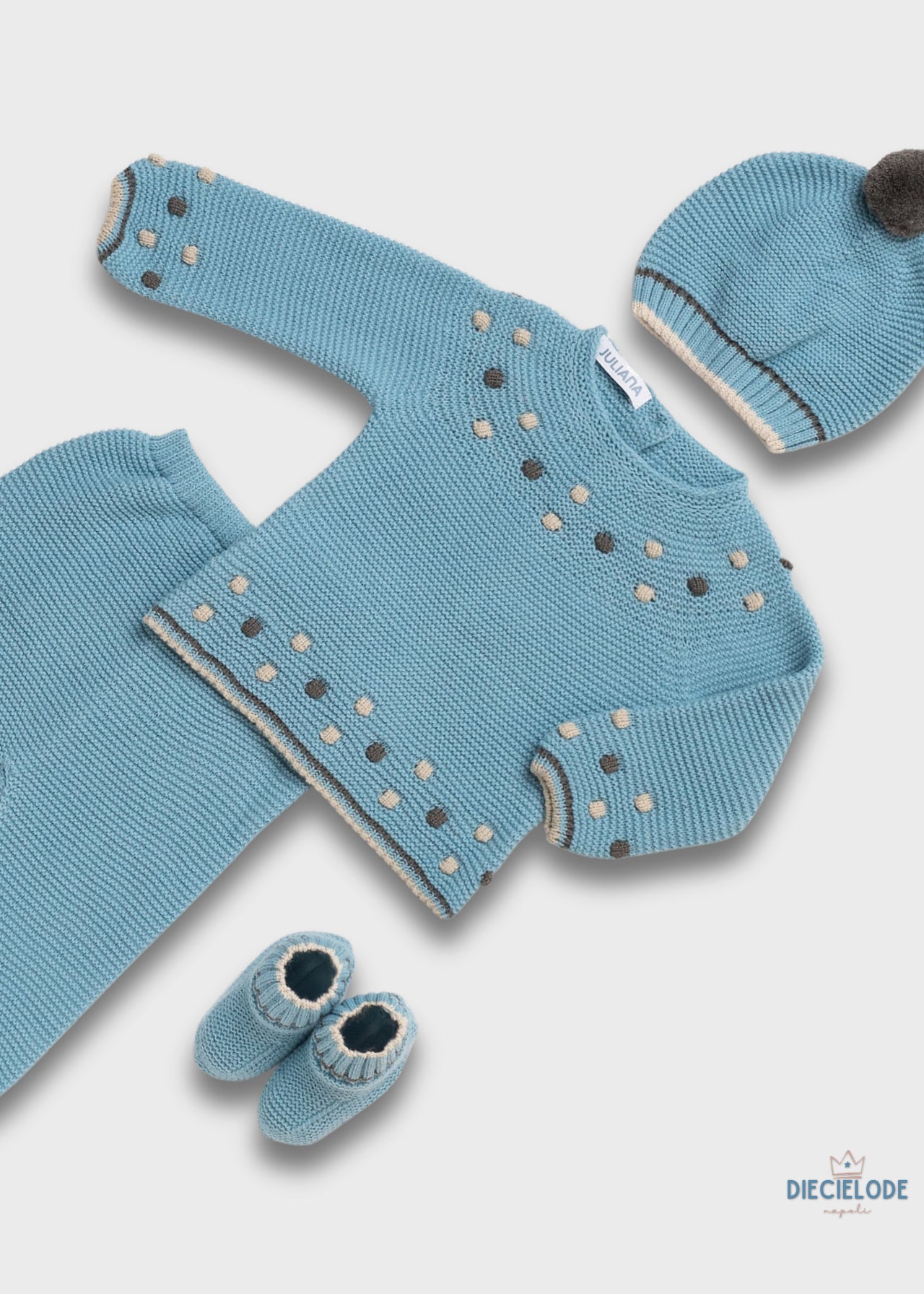 completino neonato tricot +cuffietta e babbucce