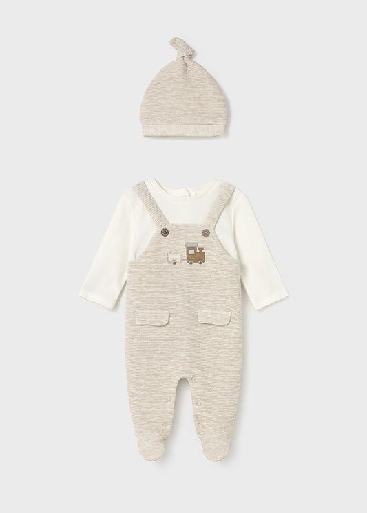 completino neonato salopette+cappellino