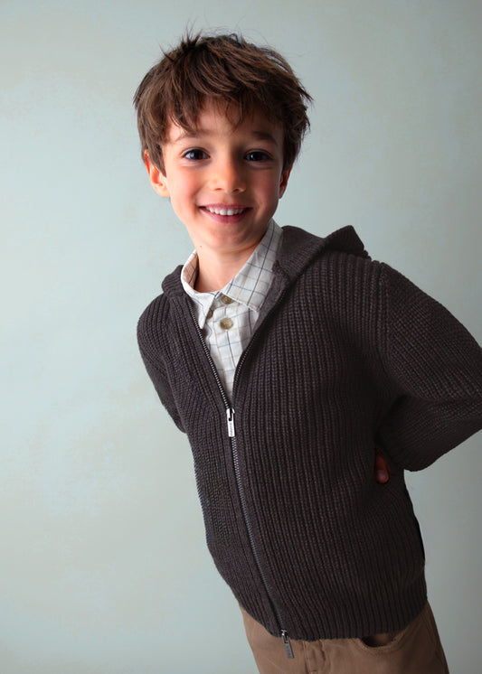 maglia bimbo tricot aperta cappuccio