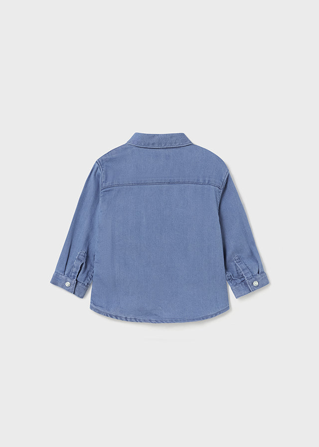 Camicia denim slim fit con taschino