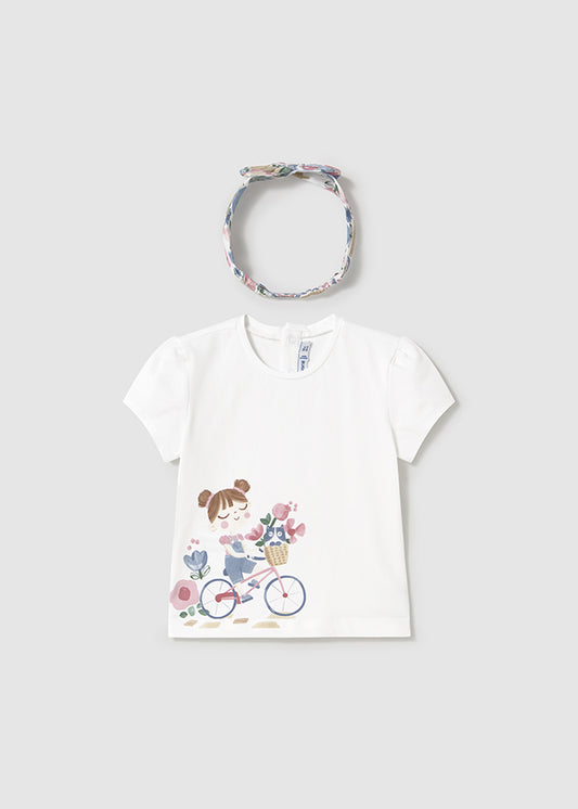 t-shirt + cerchietto neonata m/c
