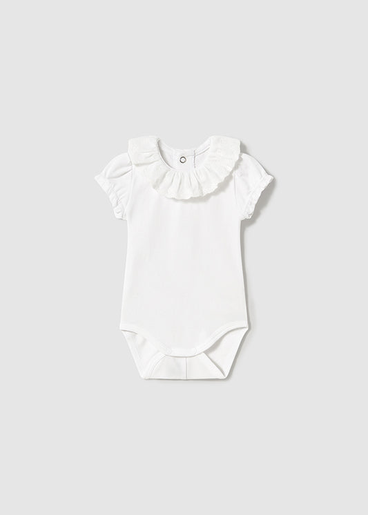 body neonata colletto pizzo corto