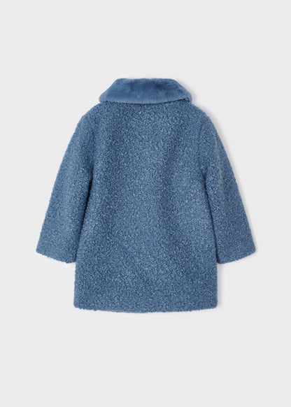 Cappotto in bouclé con collo in pelliccia
