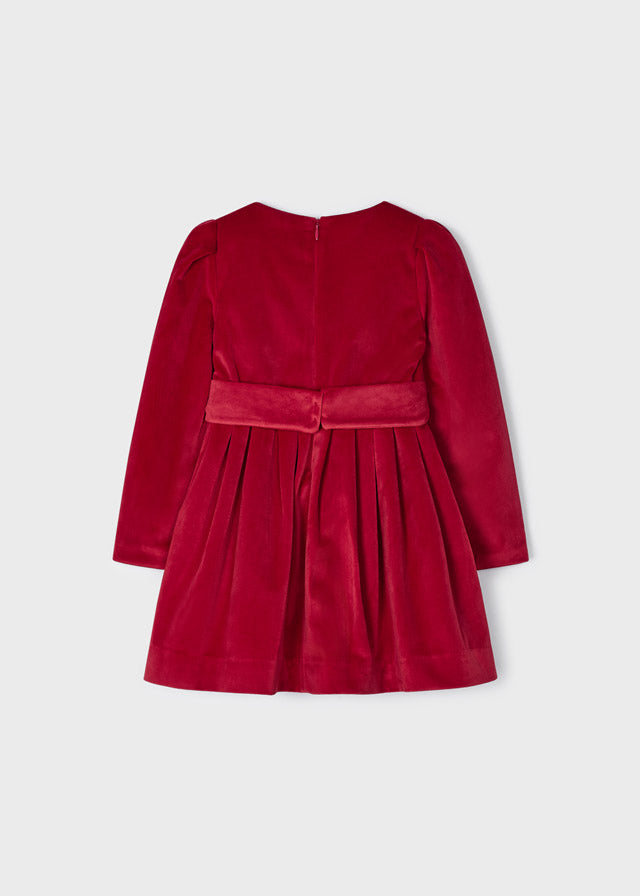 Vestito elegante in velluto con cintura e payettes