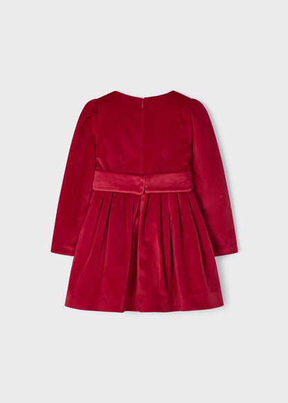 Vestito elegante in velluto con cintura e payettes