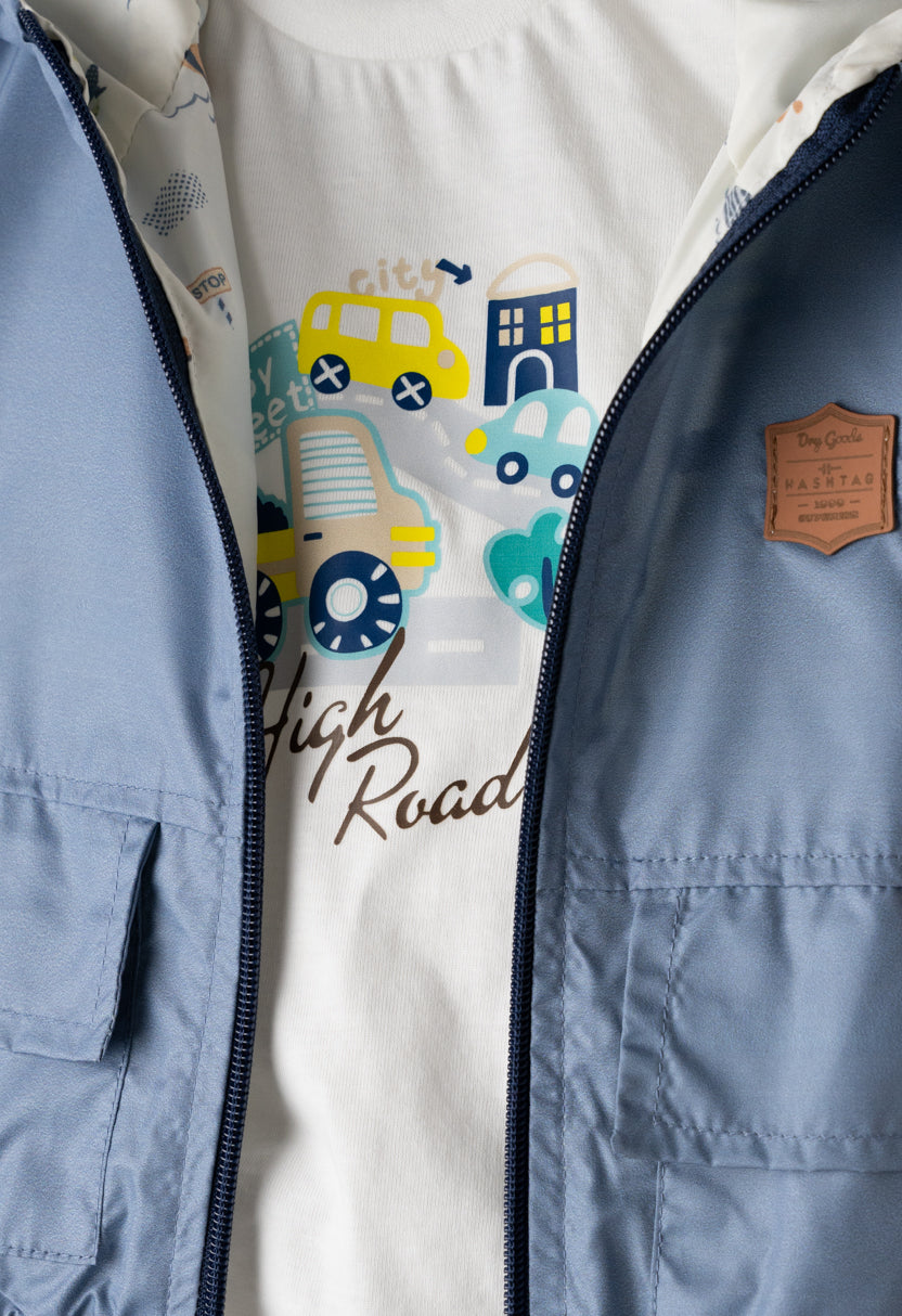 completo neonato jeans tre/pezzi