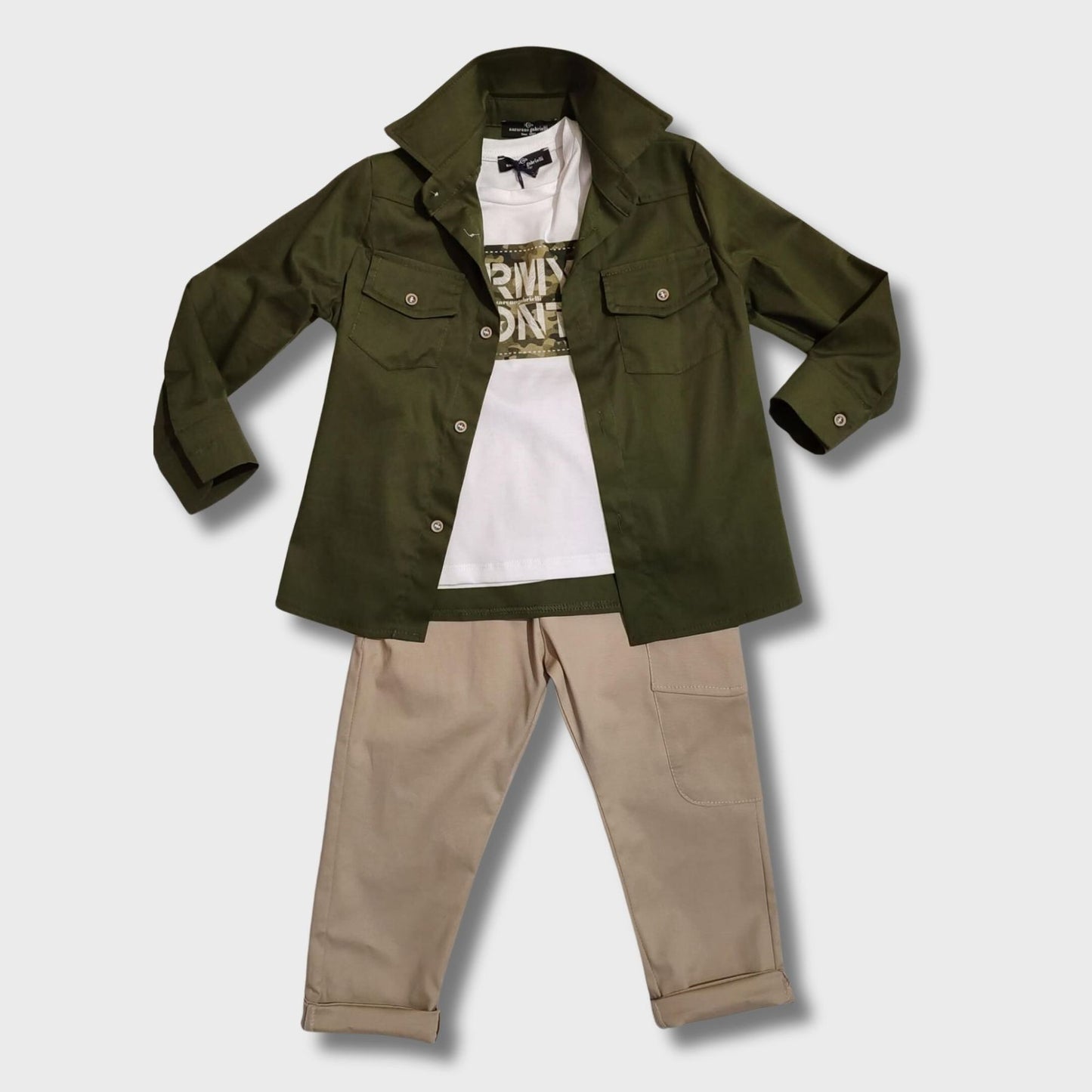 completo 3 pezzi con shirt e camicia