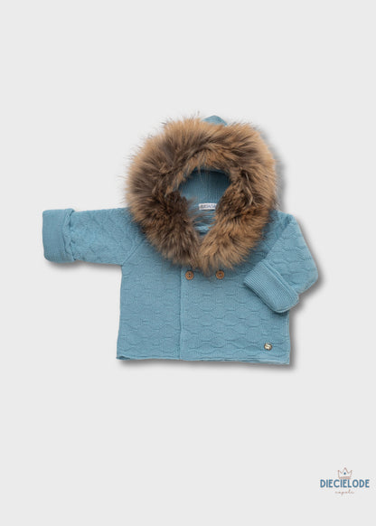 cappottino neonato tricot cappuccio pelliccia