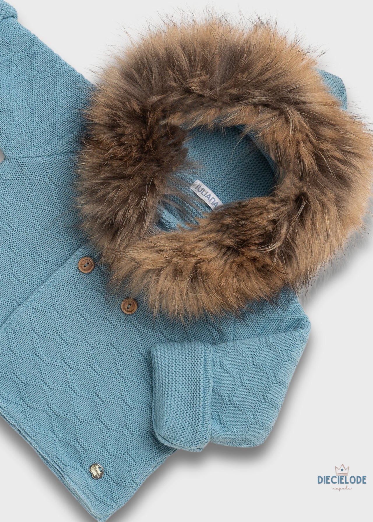 cappottino neonato tricot cappuccio pelliccia