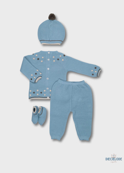 completino neonato tricot +cuffietta e babbucce