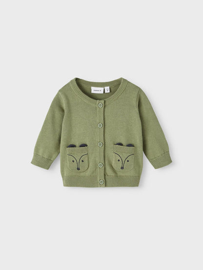 Cardigan con taschini ricamati