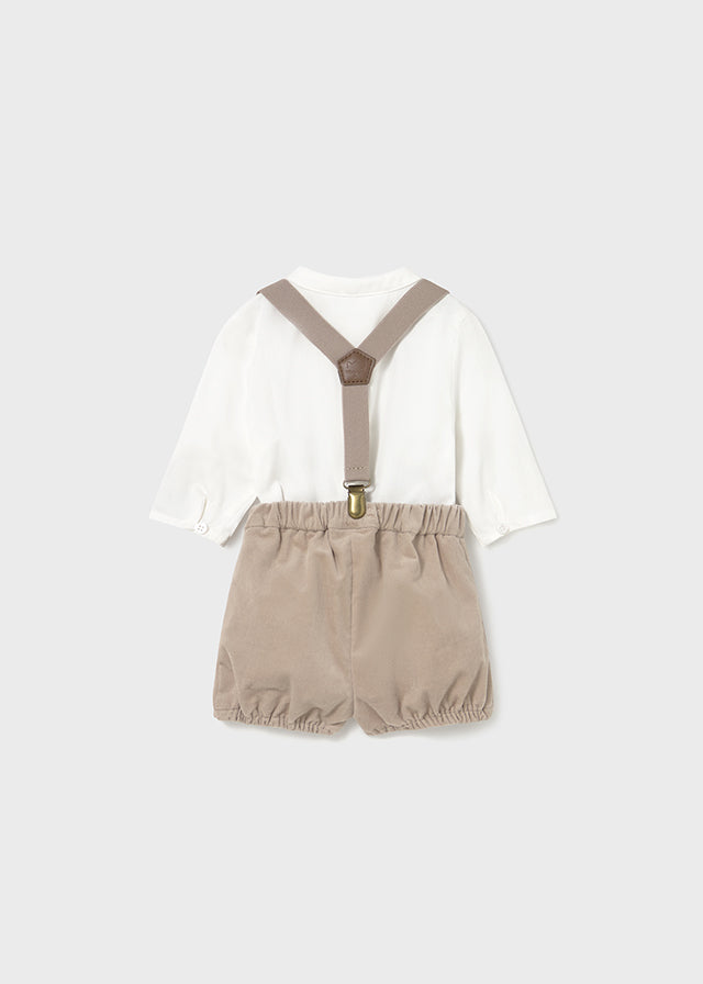completino neonato camicine bermuda bretelline