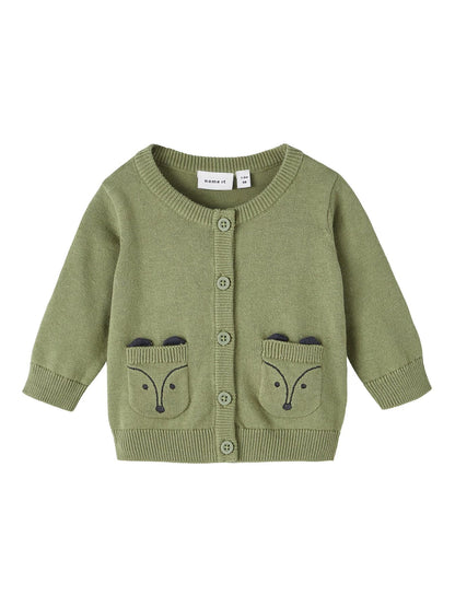 Cardigan con taschini ricamati