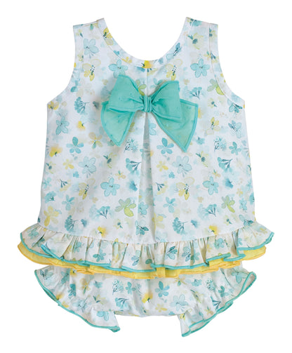 completo neonata fiori e fiocco