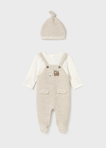 completino neonato salopette+cappellino