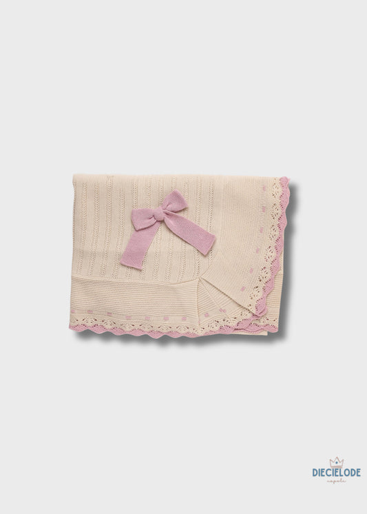 copertina neonata tricot fiocco