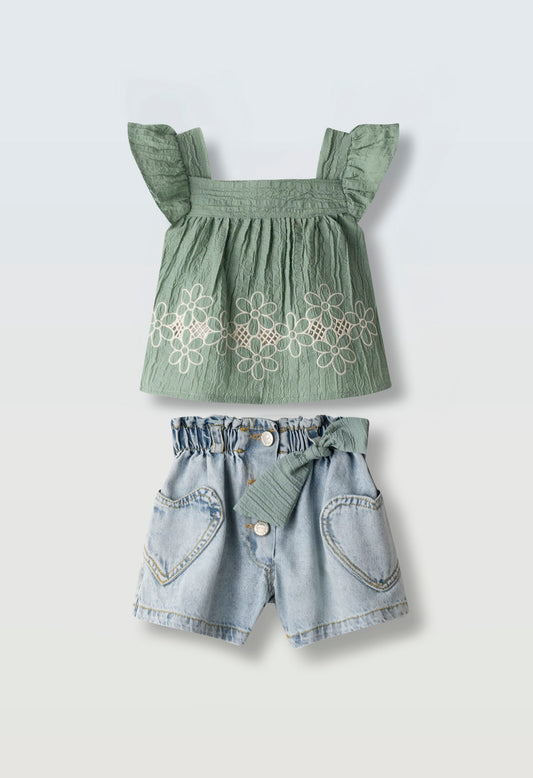 complto bimba top+short jeans