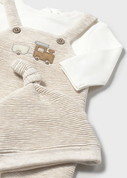 completino neonato salopette+cappellino