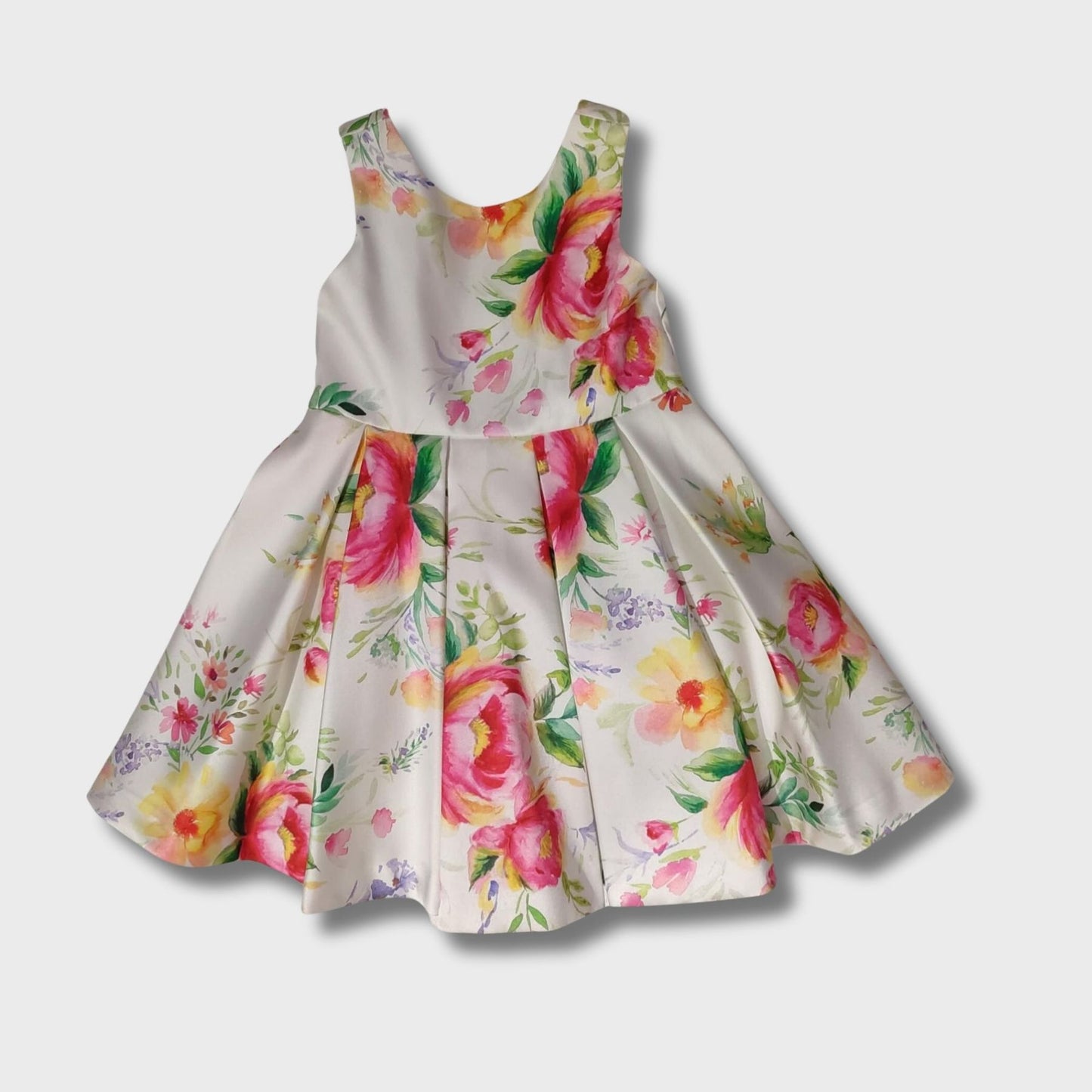 abito giromanica in Mikado con stampa floreale