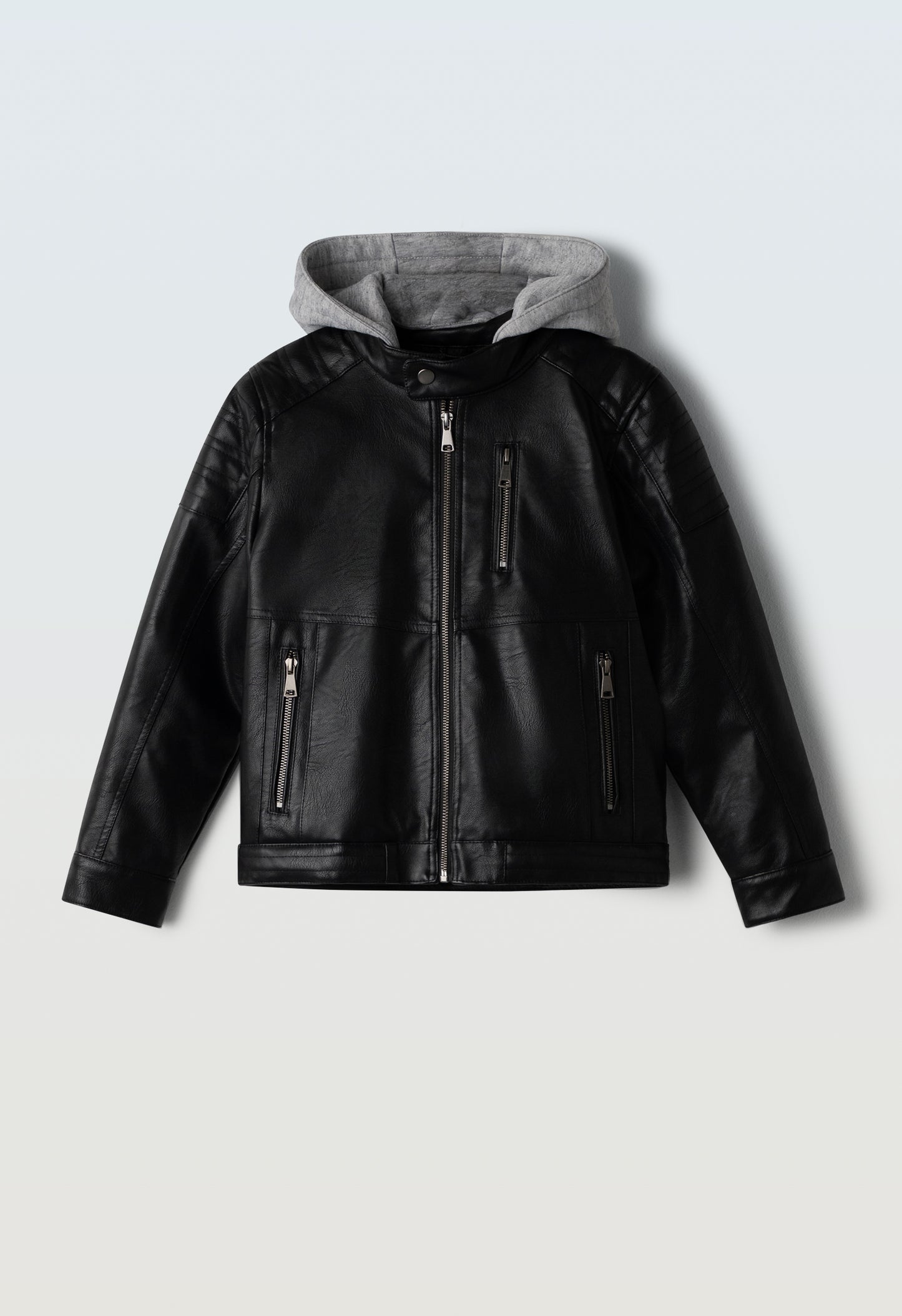 giubbotto junior  ecopelle cappuccio felpa