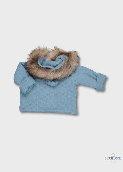 cappottino neonato tricot cappuccio pelliccia