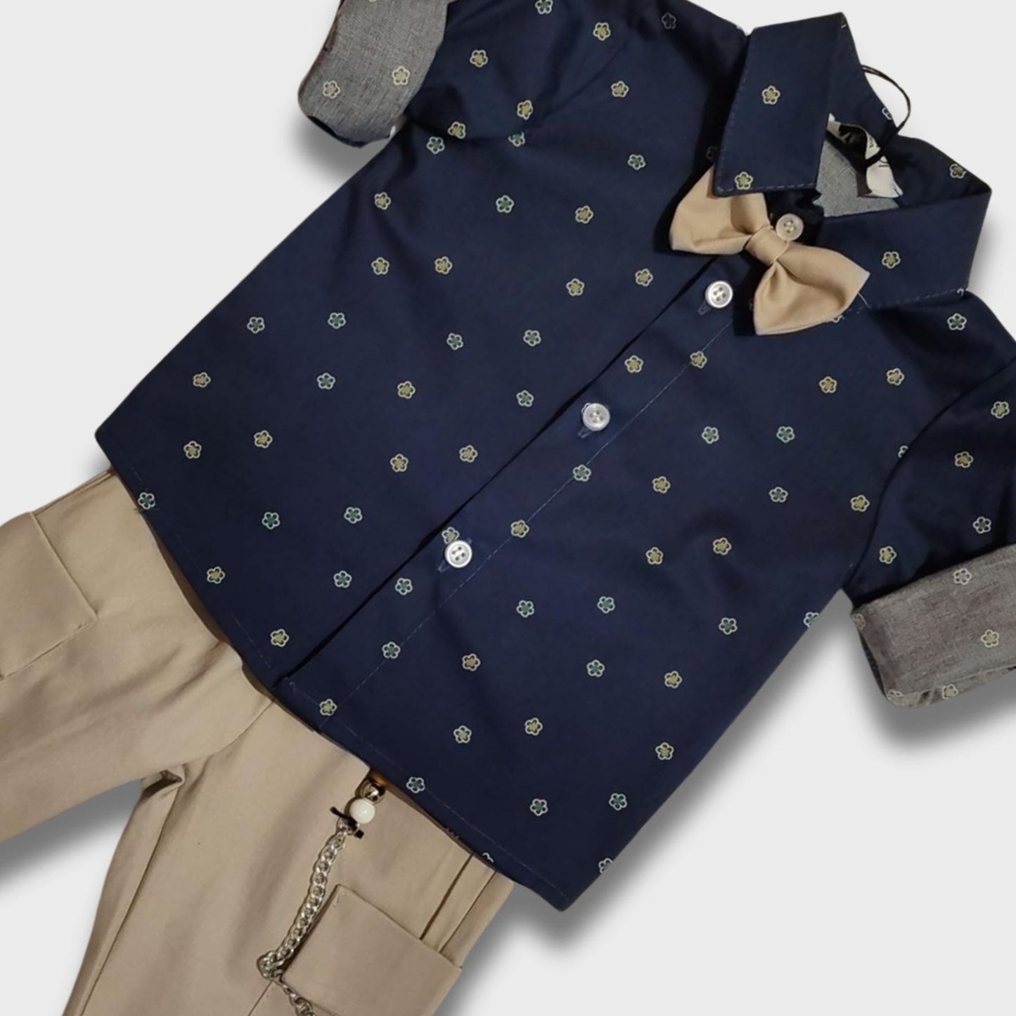 completo neonato camicia e papillon