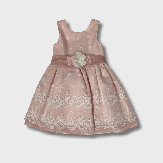 abito giromanica in organza con inserti in pizzo