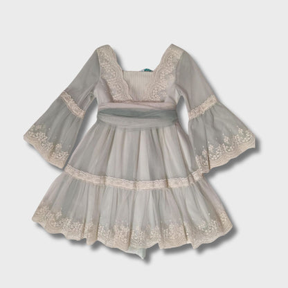 abito manica 3/4 in tulle ricamato