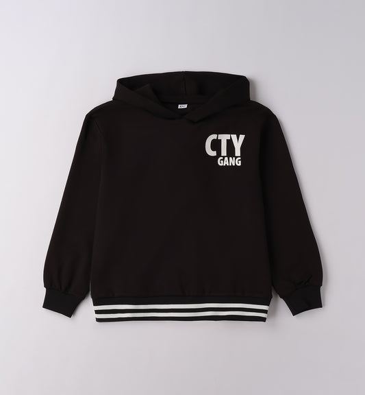 felpa junior cappuccio inserto jeans