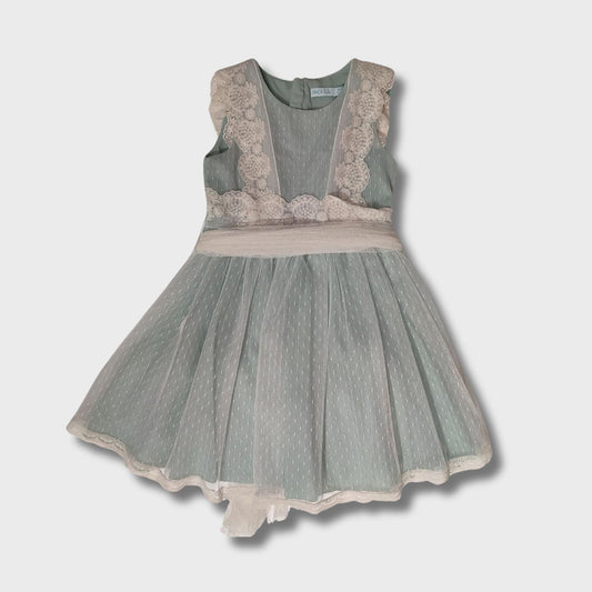 abito giromanica in tulle plumeties con ricami