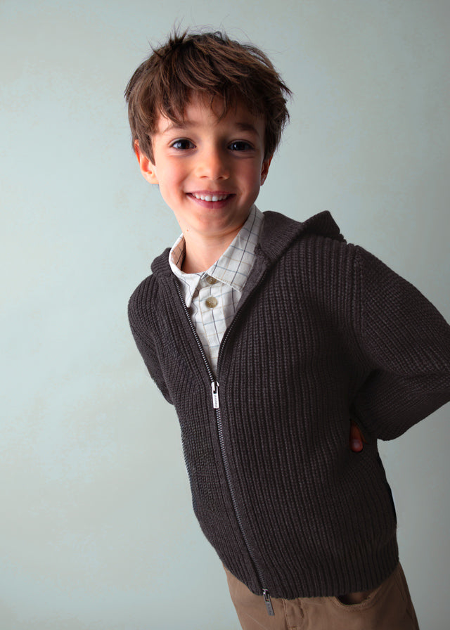 maglia bimbo tricot aperta cappuccio