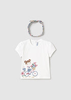t-shirt + cerchietto neonata m/c