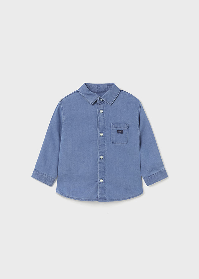 Camicia denim slim fit con taschino