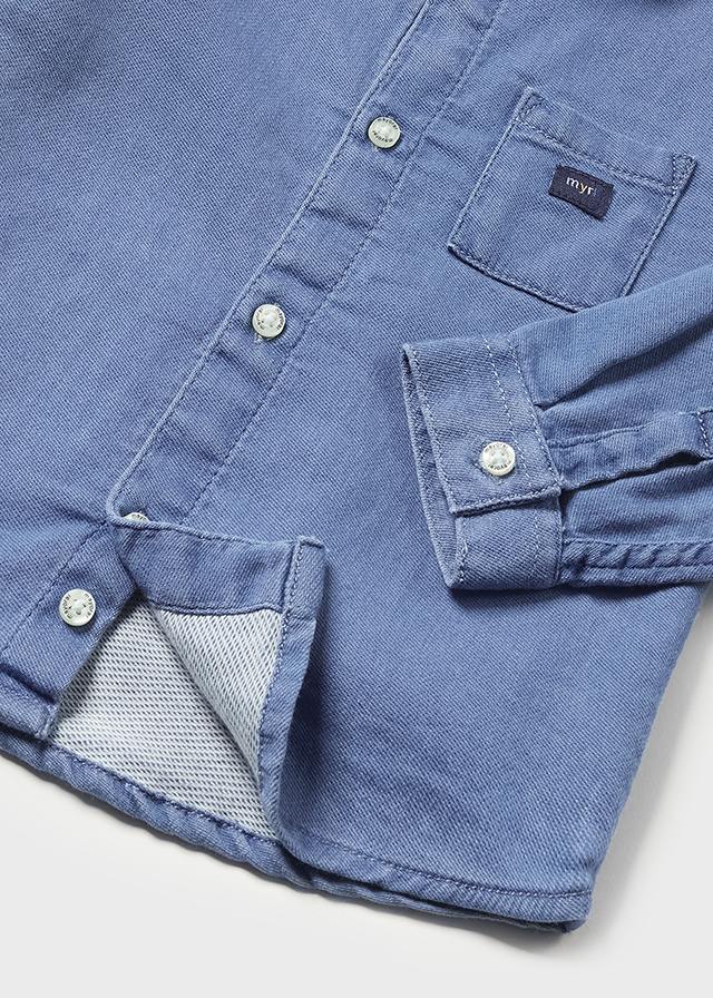 Camicia denim slim fit con taschino