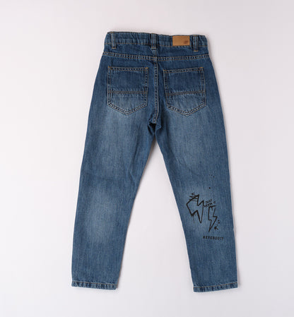 Jeans con stampe e rotture