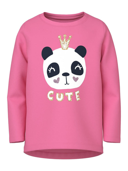 T-Shirt Manica Lunga con Panda Stampato