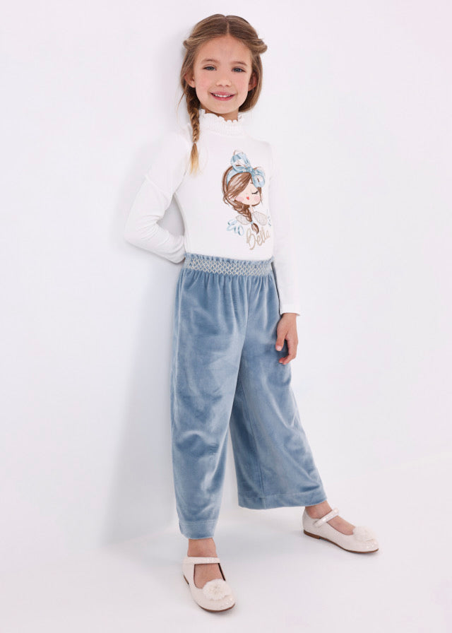 Pantalone cropped in velluto liscio