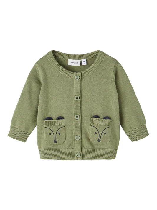 Cardigan con taschini ricamati