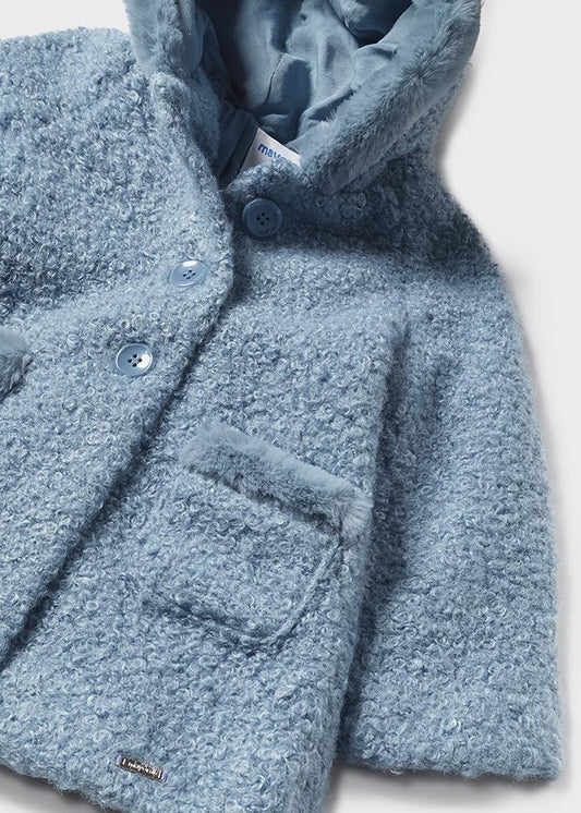 Cappotto bouclé con cappuccio