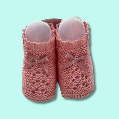 scarpine filo neonata traforate con fiocco raso