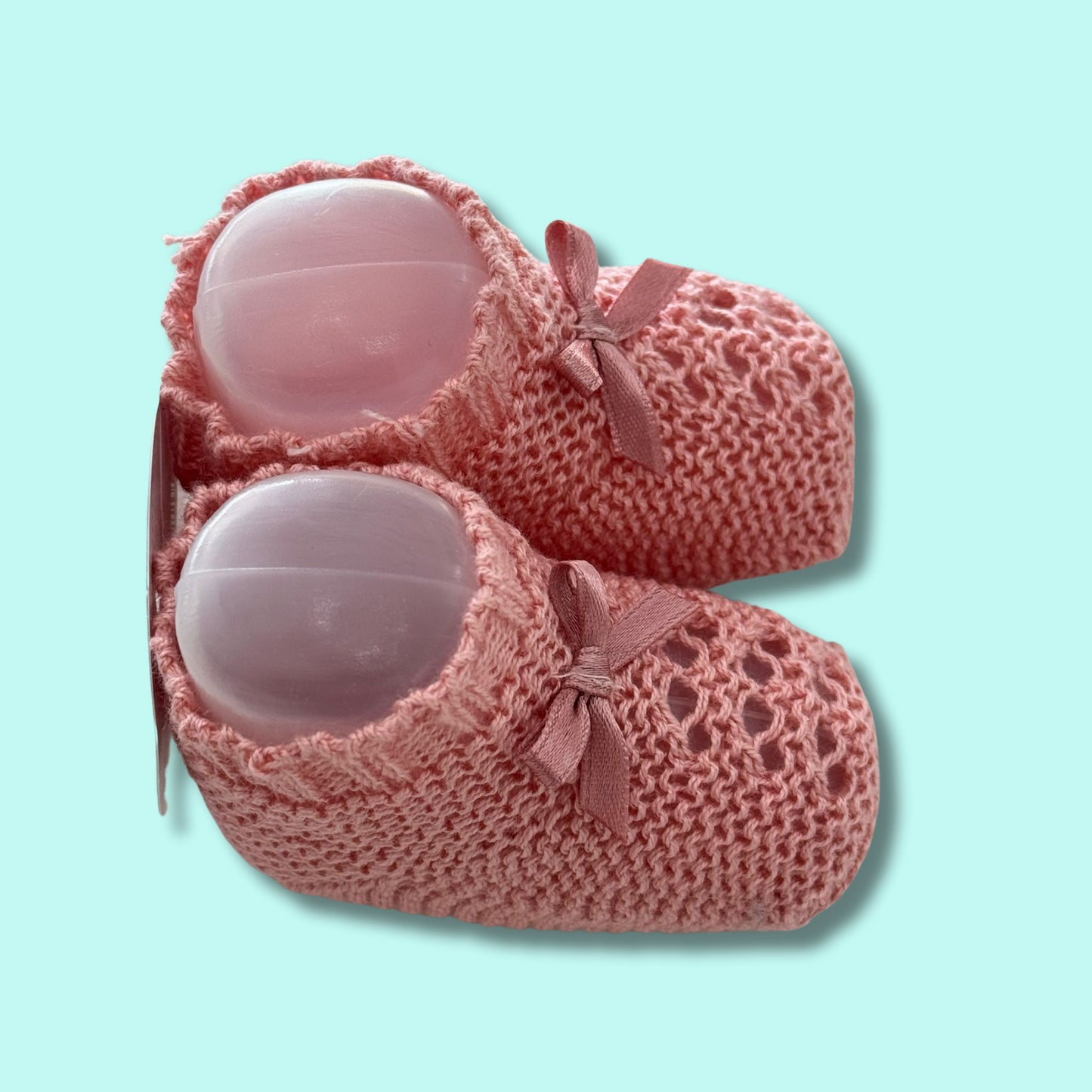 scarpine filo neonata traforate con fiocco raso