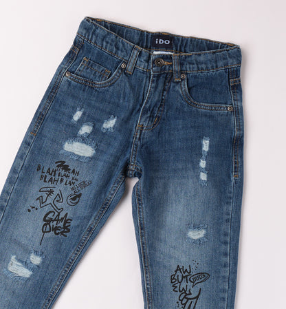 Jeans con stampe e rotture