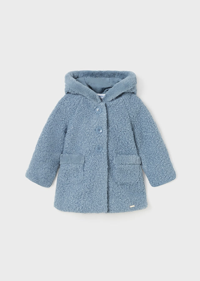 Cappotto bouclé con cappuccio